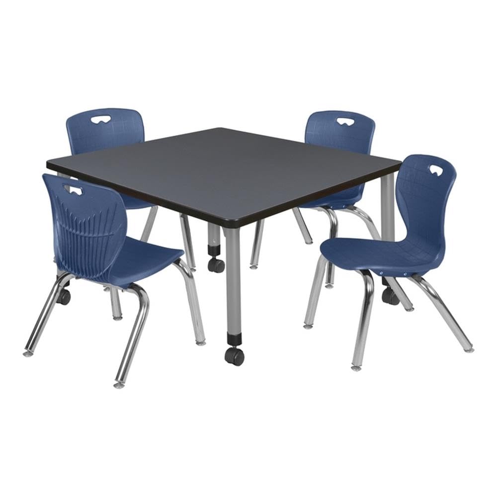 36" Square Mobile Table with 4 Stack Chairs V70419