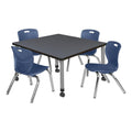 36" Square Mobile Table with 4 Stack Chairs V70419