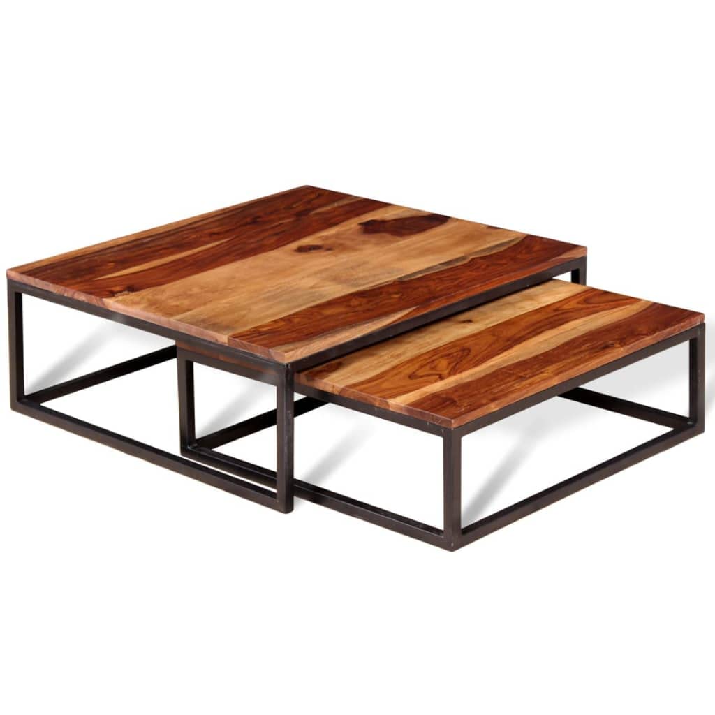 Solid Sheesham Wood Nesting Coffee Table Set C85036