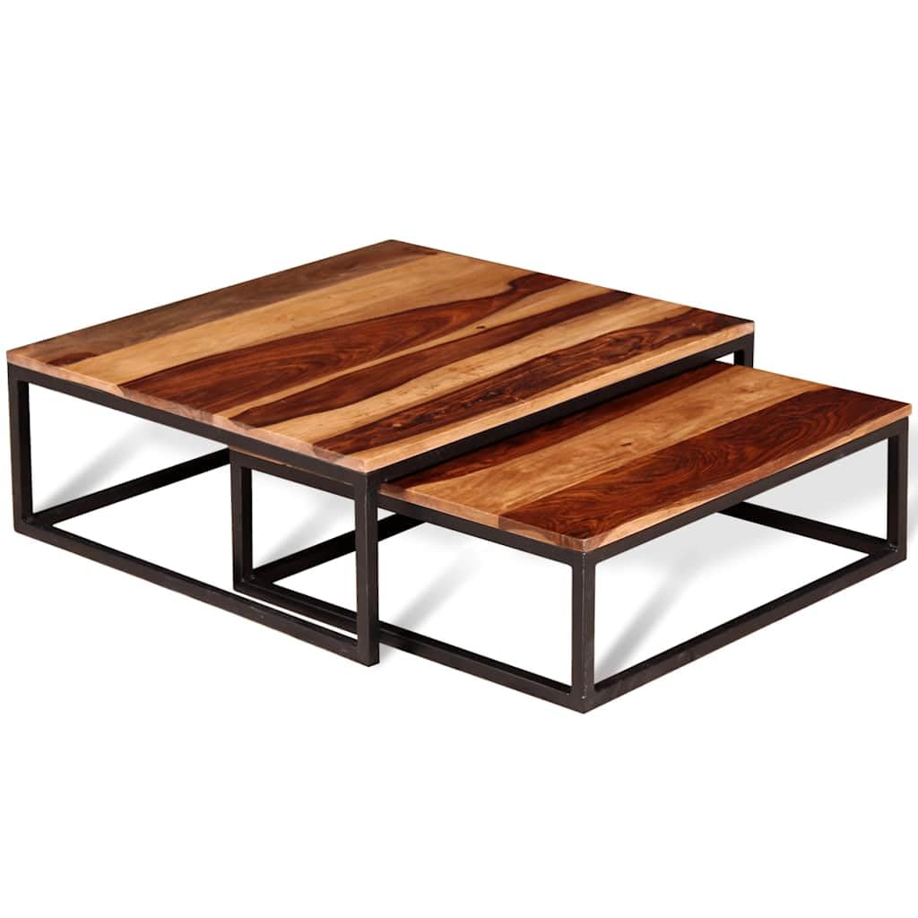 Solid Sheesham Wood Nesting Coffee Table Set W74064