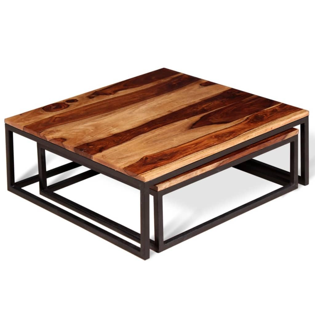 Solid Sheesham Wood Nesting Coffee Table Set C85036