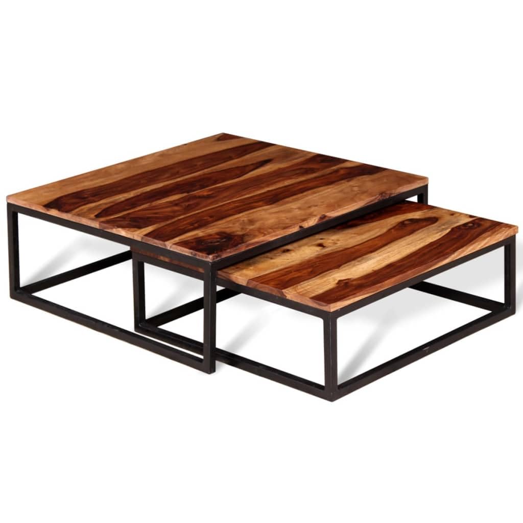 Solid Sheesham Wood Nesting Coffee Table Set C85036