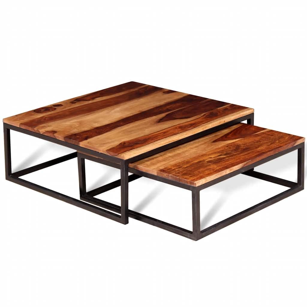 Solid Sheesham Wood Nesting Coffee Table Set W74064