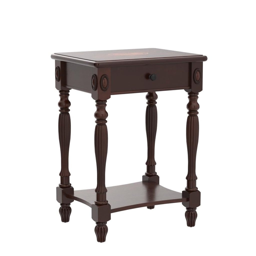 Solid Wood Side Table with Drawer and Storage Shelf G426232