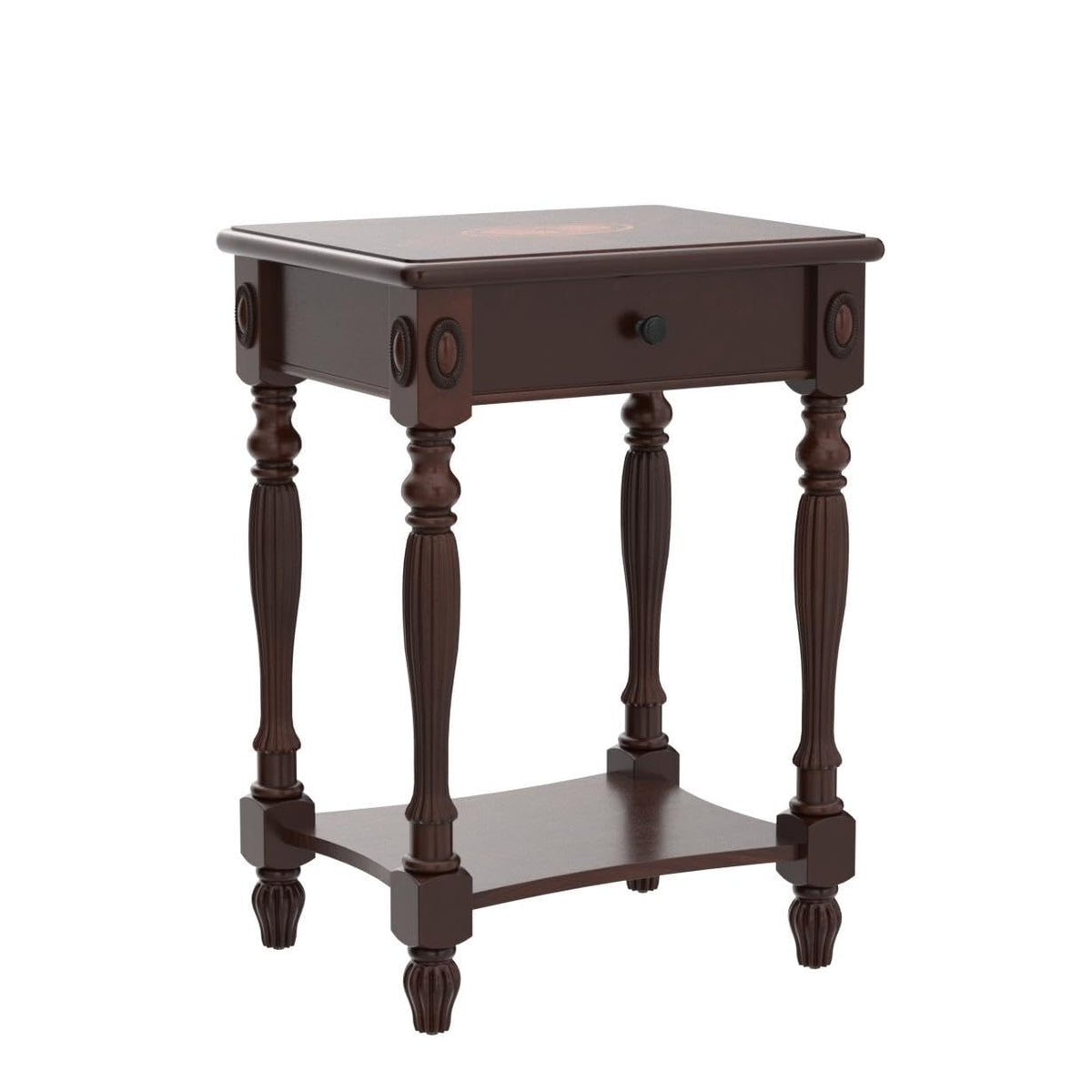 Solid Wood Side Table with Drawer and Storage Shelf G426232
