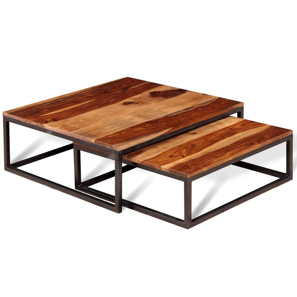 Solid Sheesham Wood Nesting Coffee Table Set W74064