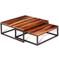 Solid Sheesham Wood Nesting Coffee Table Set W74064