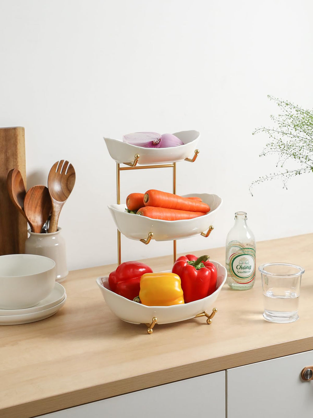 3 Tier White Ceramic Fruit Bowl L159