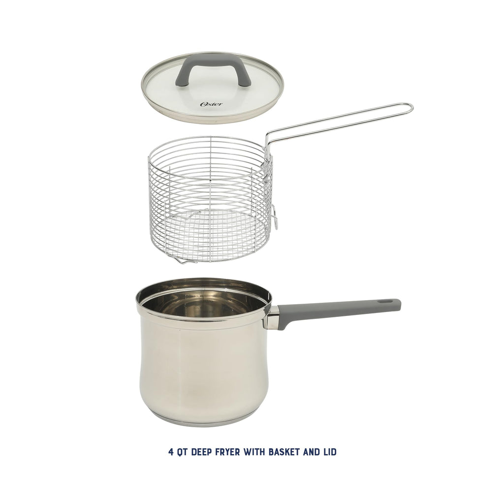 4-Quart Stainless Steel Deep Fryer Pot with Basket & Glass Lid K5595