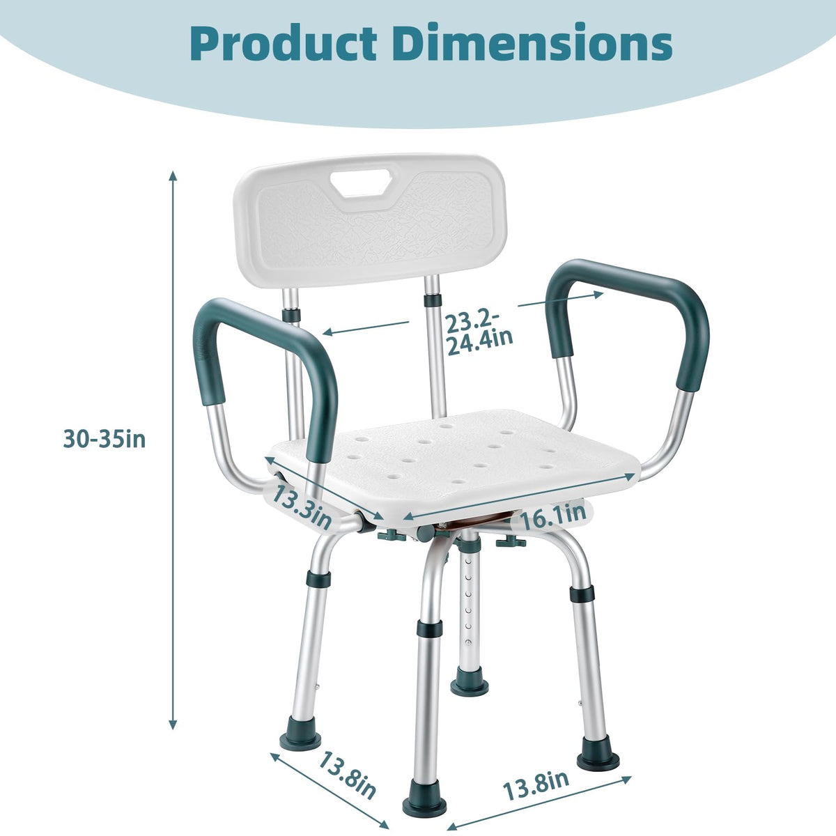 Heavy Duty Swivel Shower Chair with Arms and Back B117