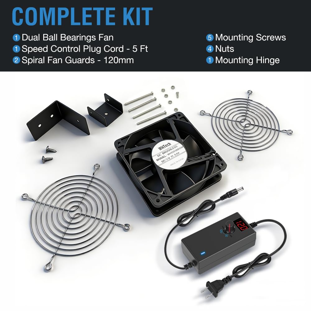 120mm x 38mm AC Muffin Fan with Variable Speed Controller Y407