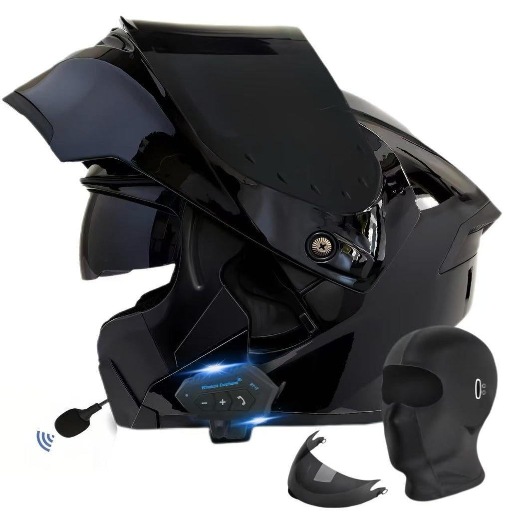 DOT Approved Flip Up Full Face Motorcycle Helmet with Dual Speakers and Microphone Q97885