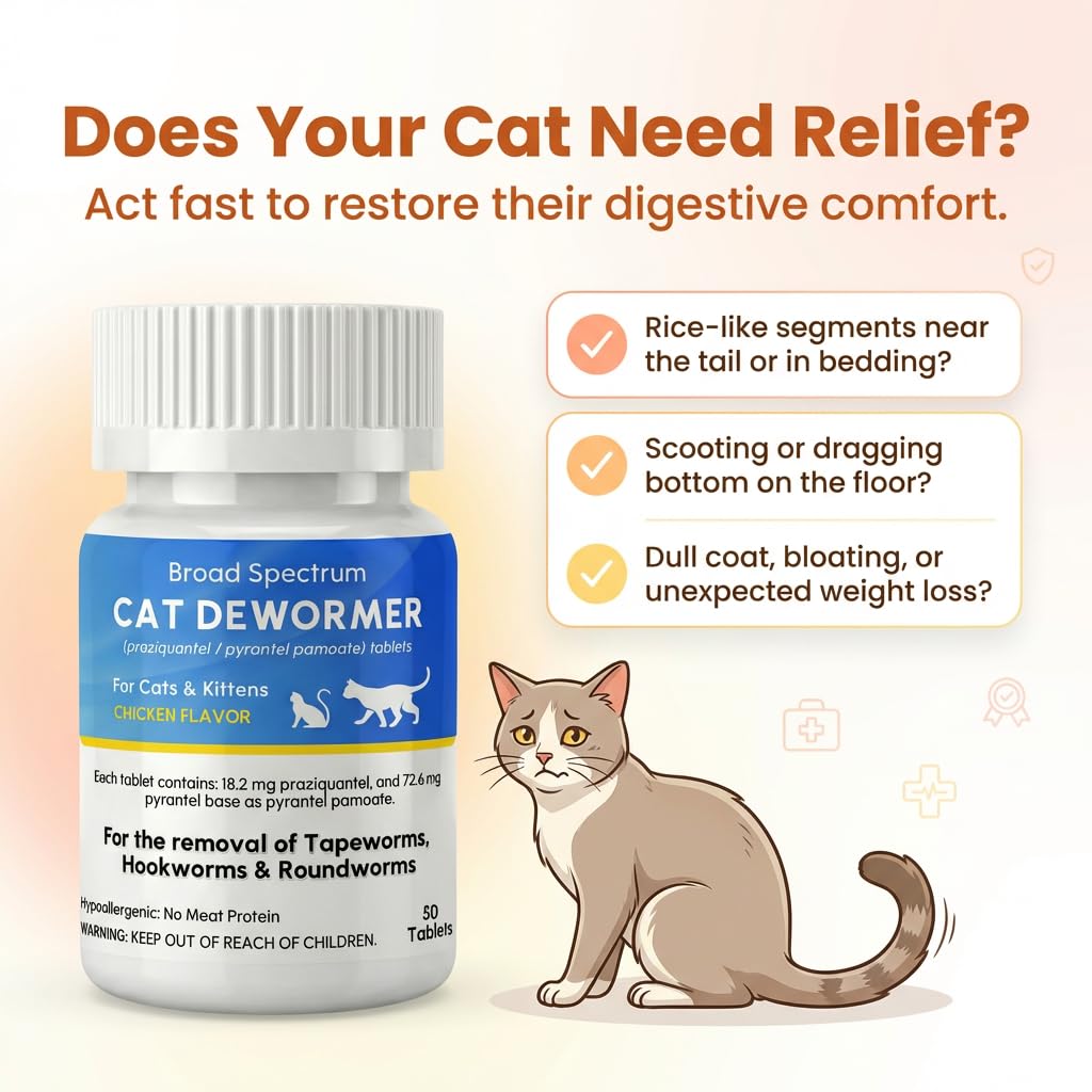 Broad Spectrum Cat Dewormer Tablet 50 Tablets F30624