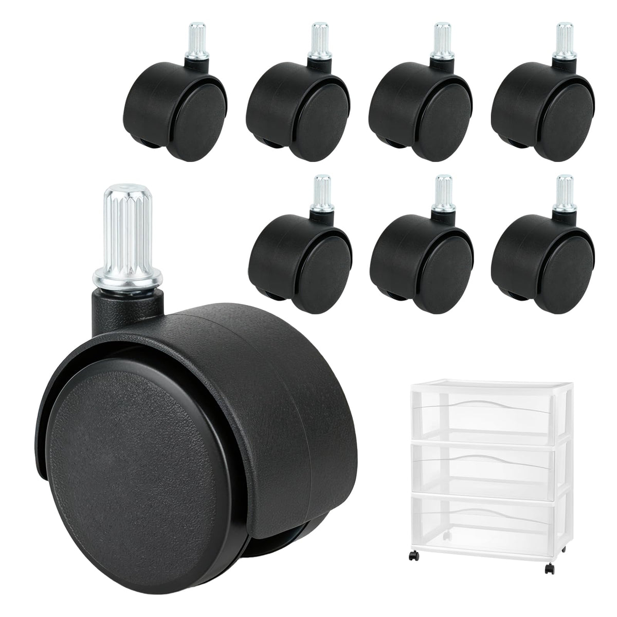 8PCS Replacement Casters for 3 Drawer Cart U4288