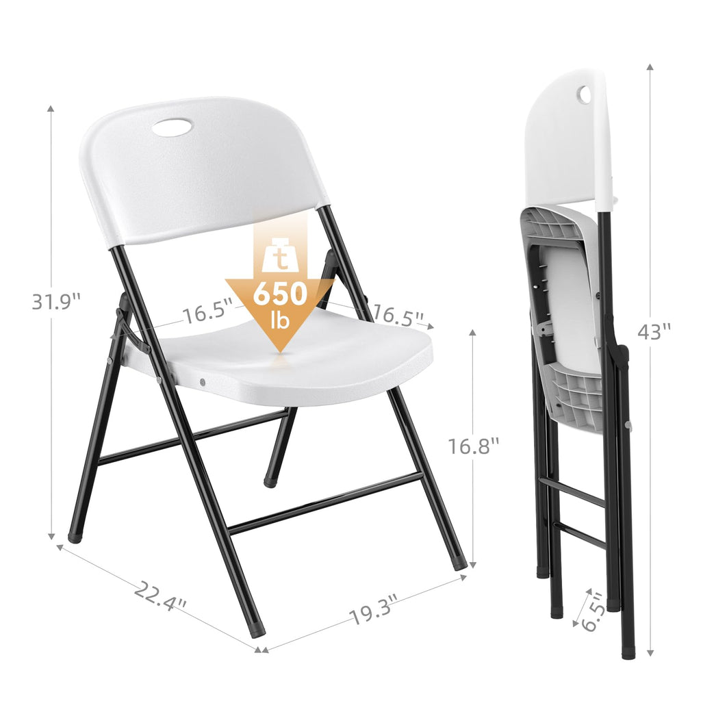 Heavy Duty Plastic Folding Chair with Steel Frame, White, 16 Pack N910368