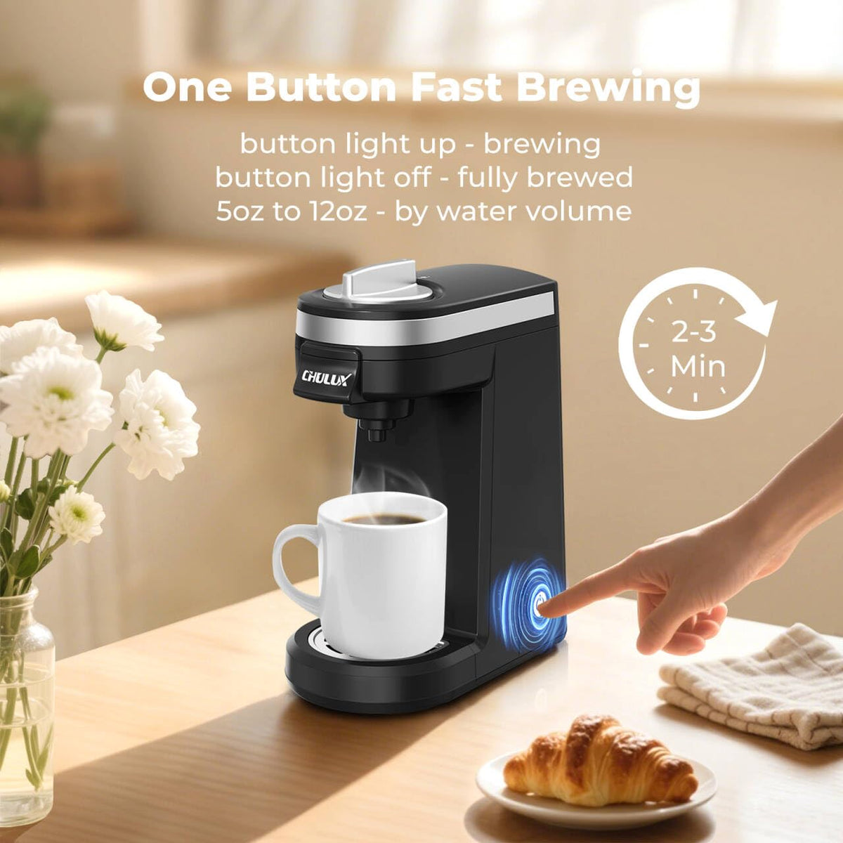 Black Mini Single Serve Coffee Maker H246