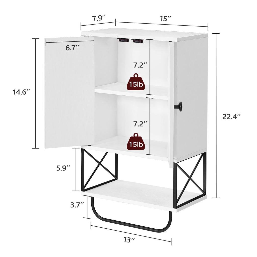 White 2 Door Wall Mounted Bathroom Cabinet with Adjustable Shelf C879