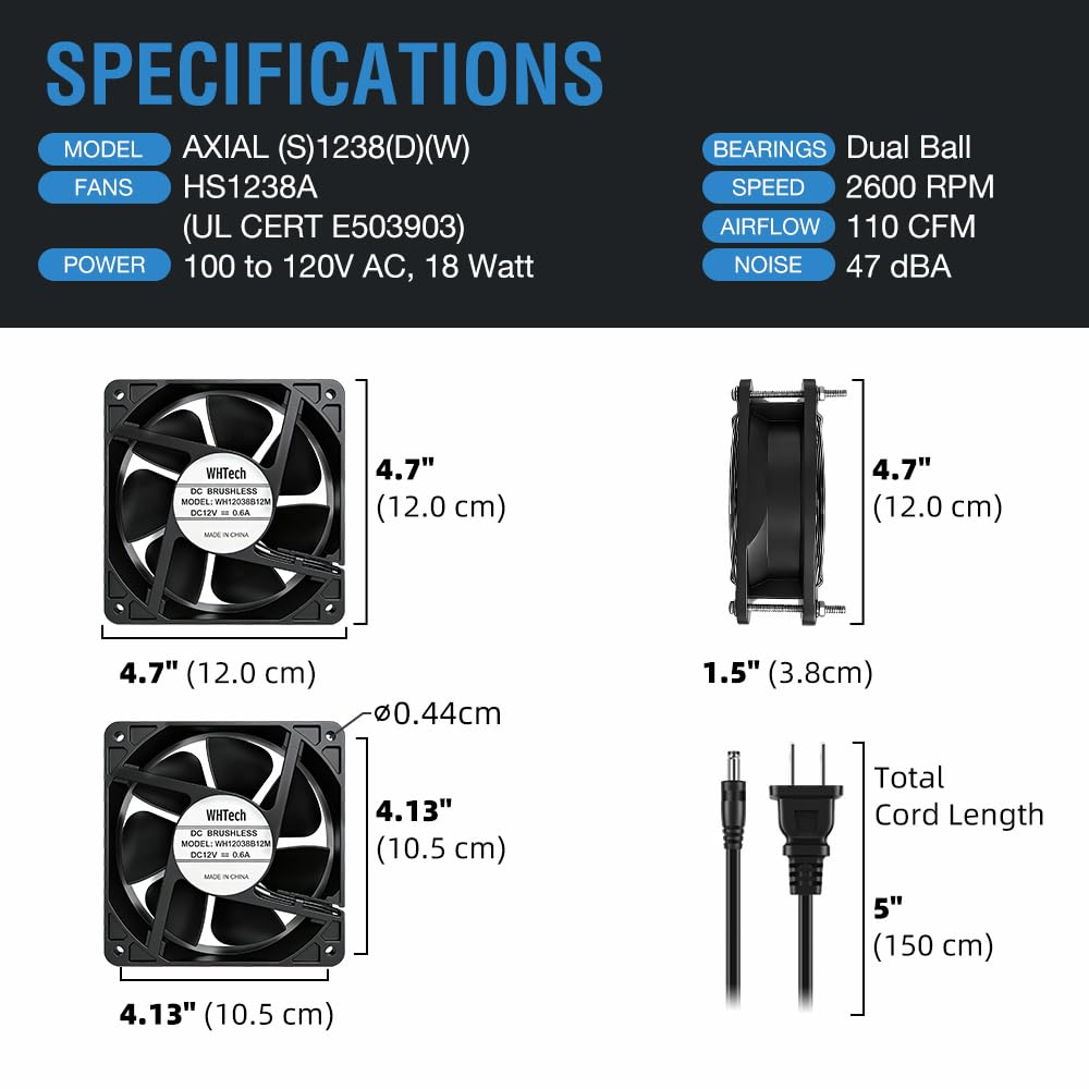 120mm x 38mm AC Muffin Fan with Variable Speed Controller Y407