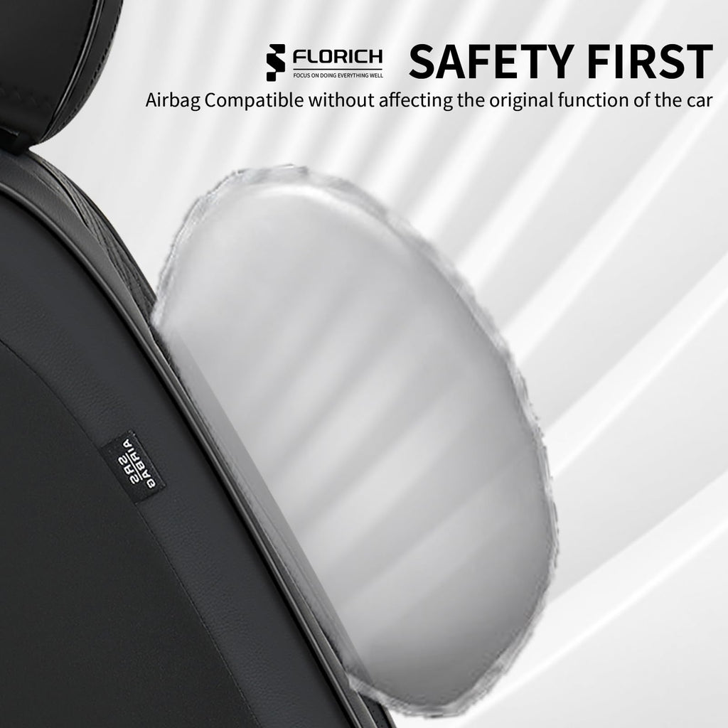 Black Leather Full Set Waterproof Car Seat Covers P142295
