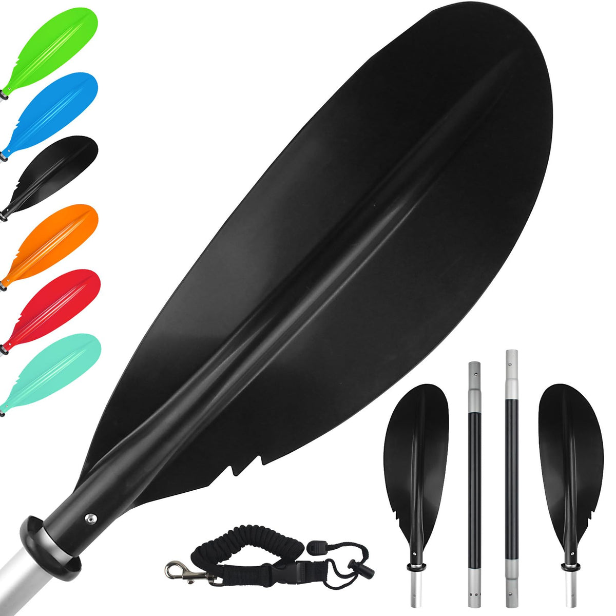 Adjustable 4 Piece Kayak Paddles with Paddle Leash V3554