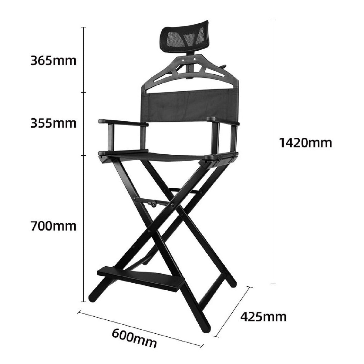 Extra Tall Foldable Makeup Artist Stool Chair with Head Rest H40075