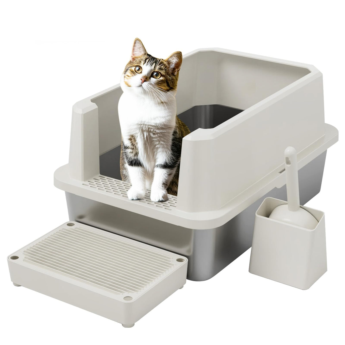 Stainless Semi-Closed Litter Box G9432
