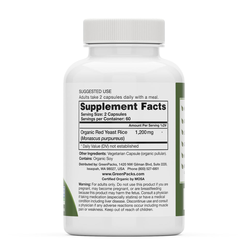 Organic Red Yeast Rice Supplement, 120 Capsules E842