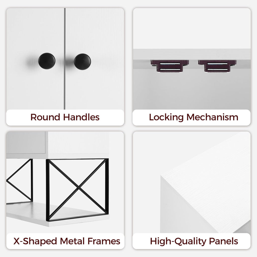 White 2 Door Wall Mounted Bathroom Cabinet with Adjustable Shelf C879