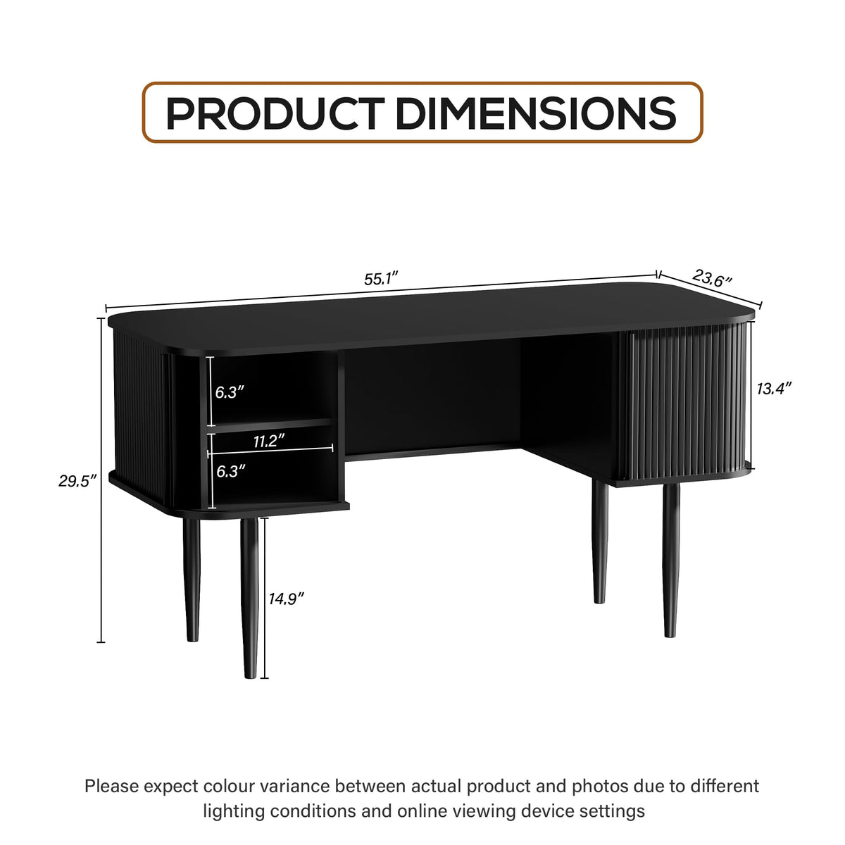 55" Black Wood Writing Desk R319674