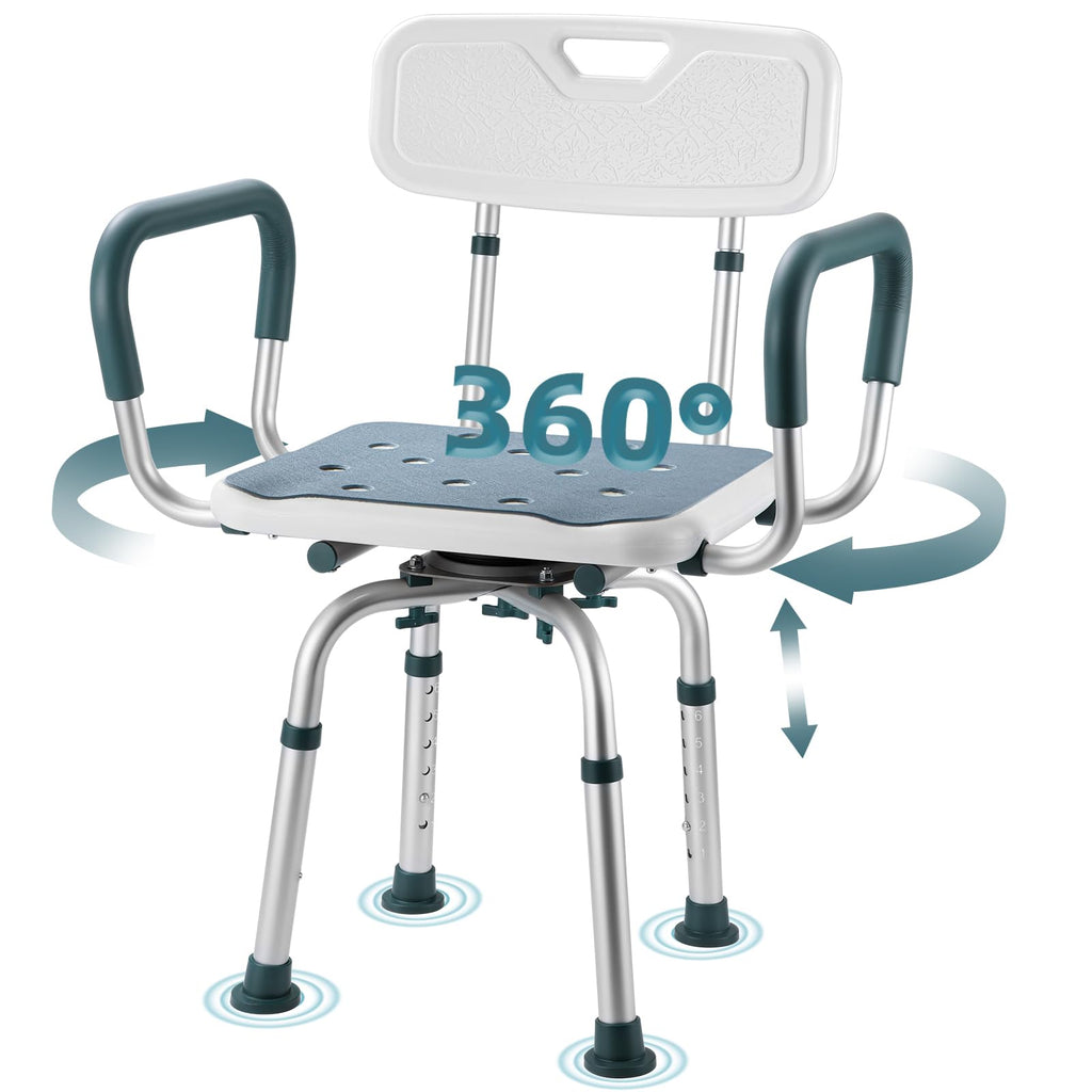 Heavy Duty Swivel Shower Chair with Arms and Back B117
