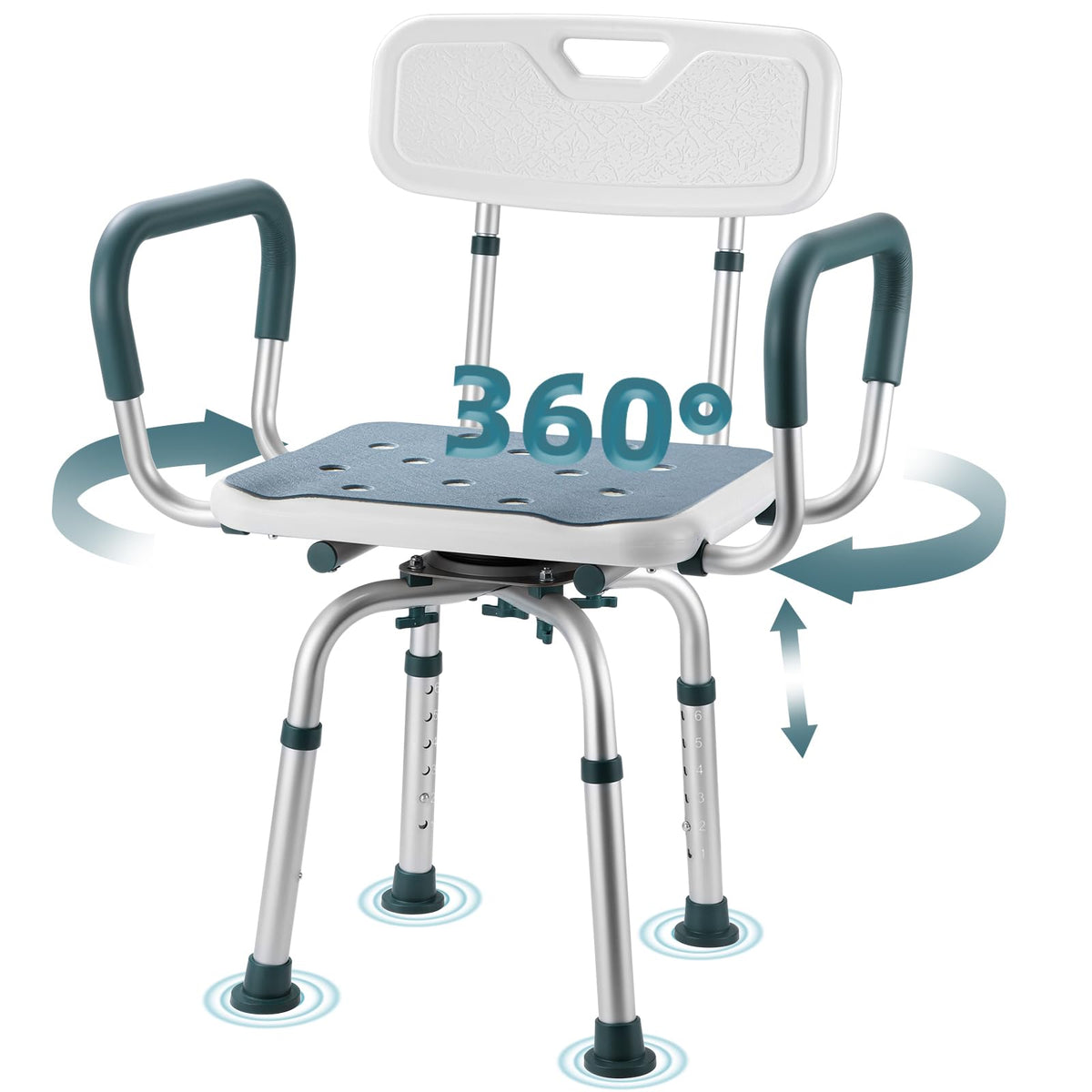 Heavy Duty Swivel Shower Chair with Arms and Back B117