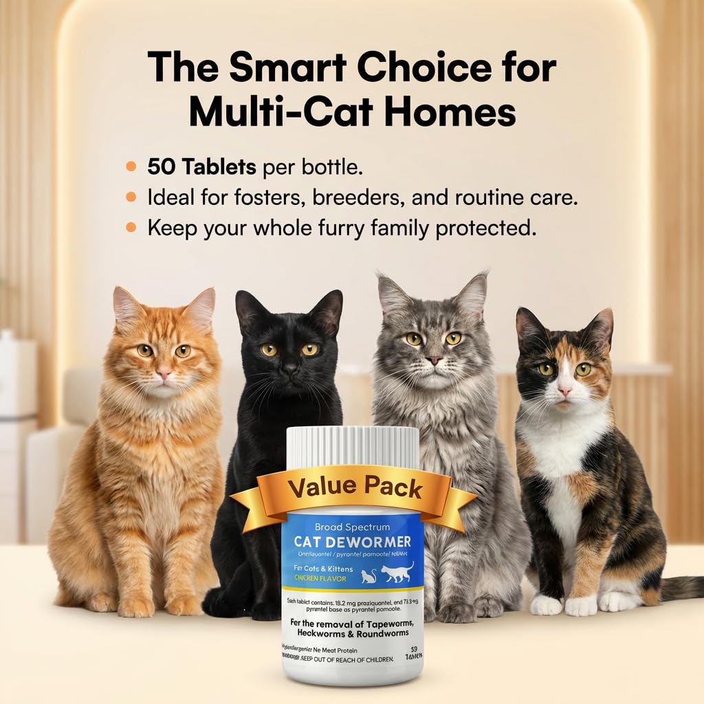 Broad Spectrum Cat Dewormer Tablet 50 Tablets F30624