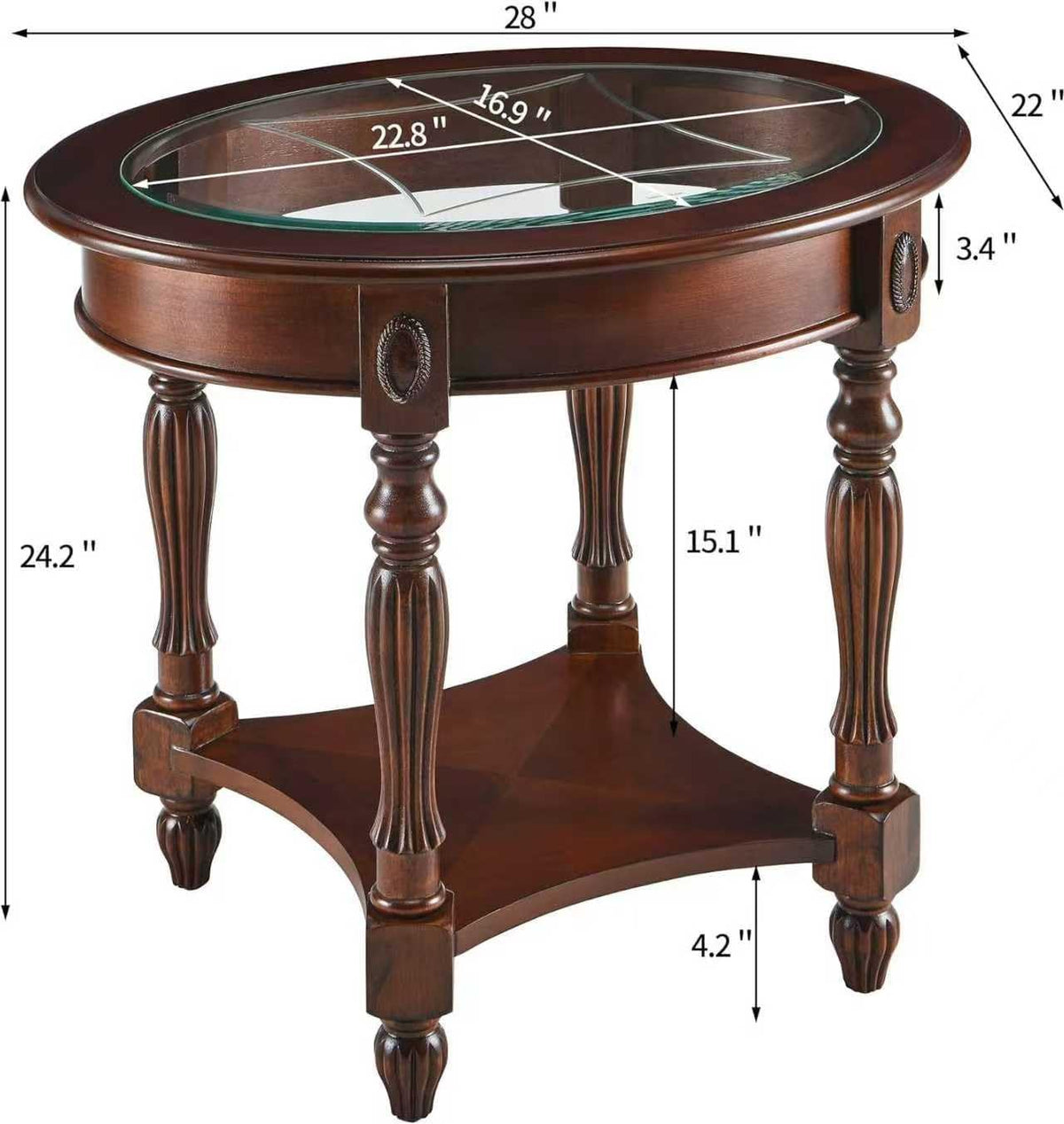 Solid Wood Oval End Table A264
