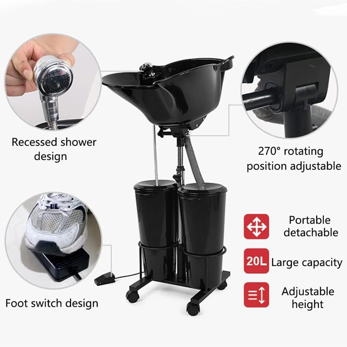 Portable Hair Washing Basin with Electric Pump M116156