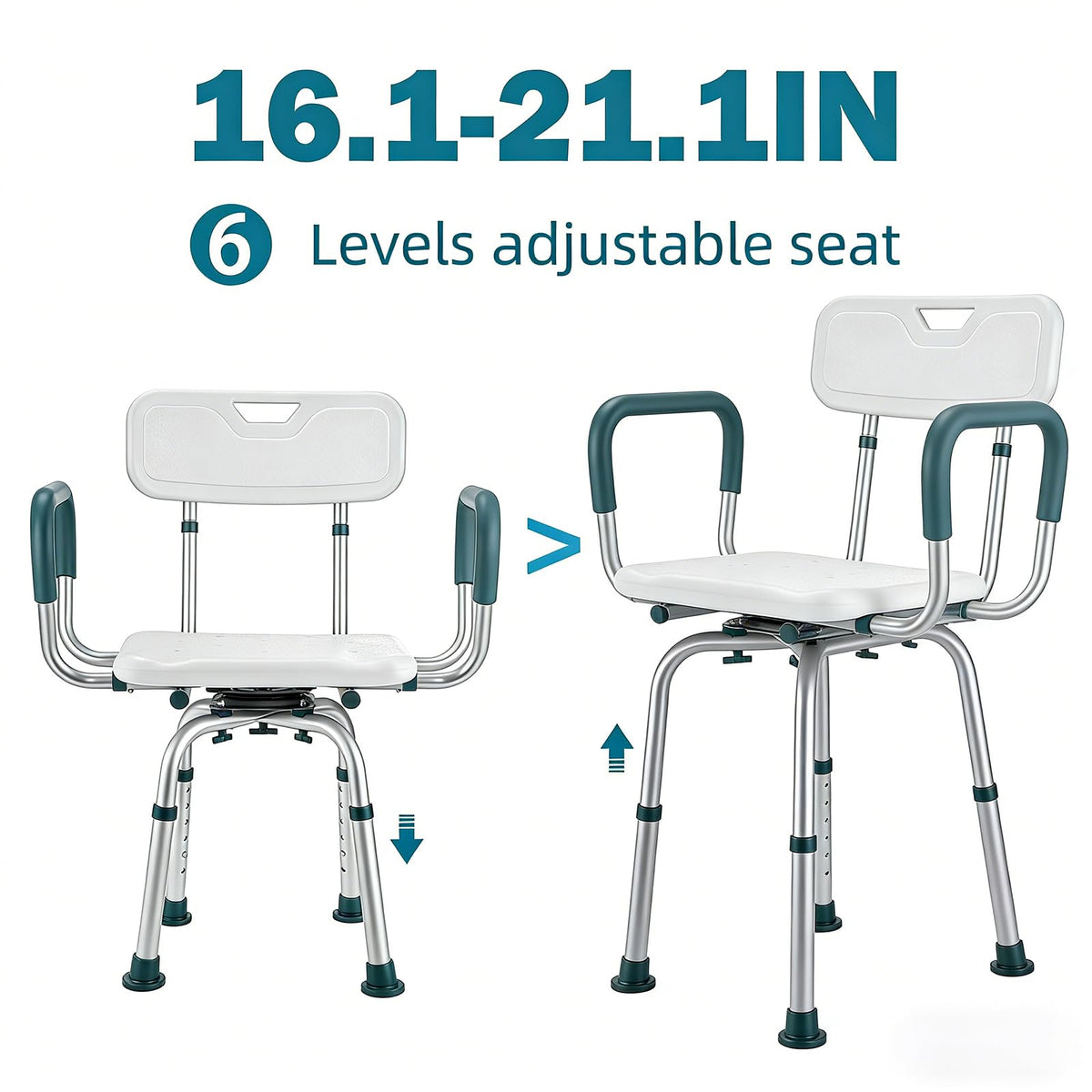 Heavy Duty Swivel Shower Chair with Arms and Back B117