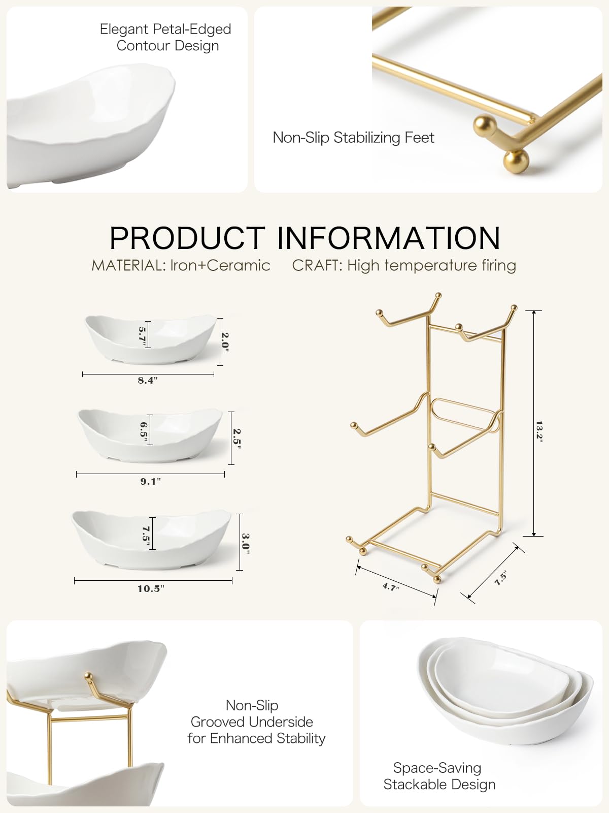 3 Tier White Ceramic Fruit Bowl L159