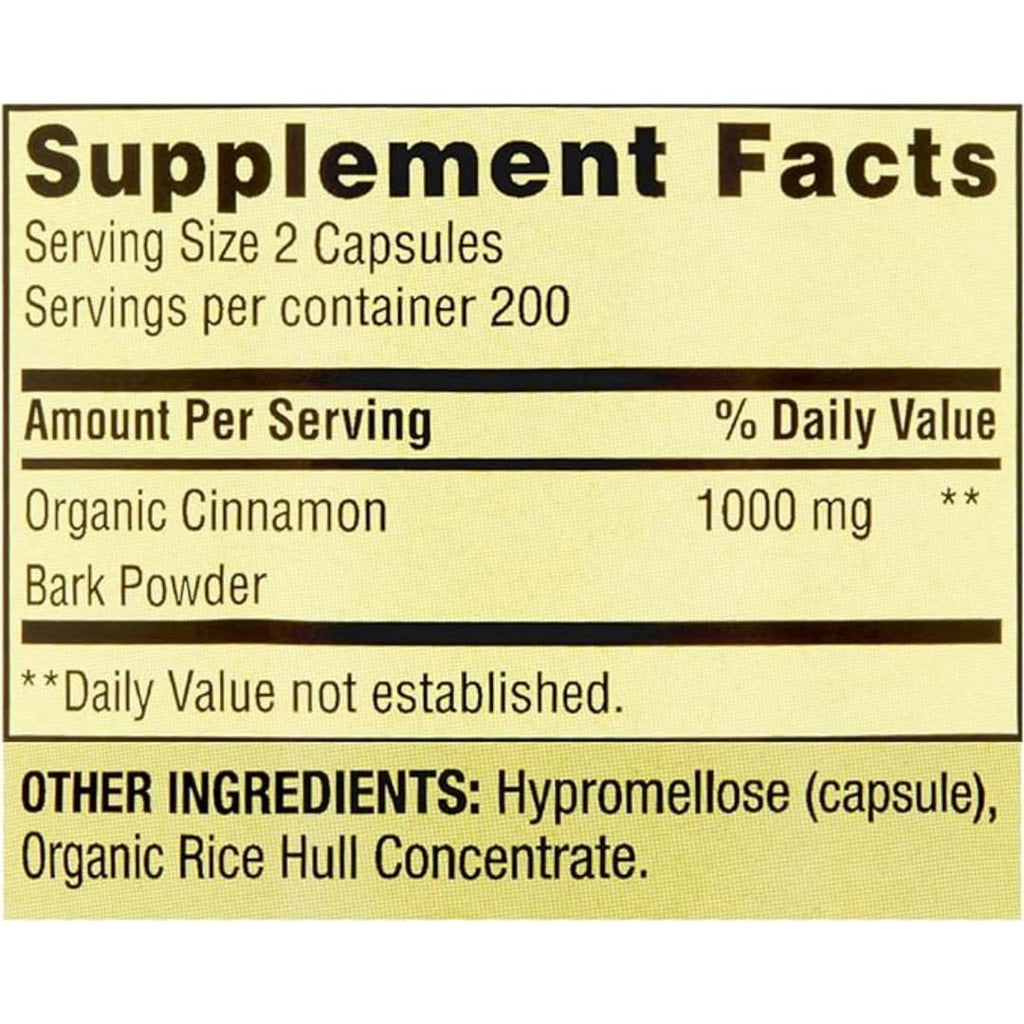 Cinnamon 1000 mg 400 Vegetarian Capsules Dietary Supplement T2946