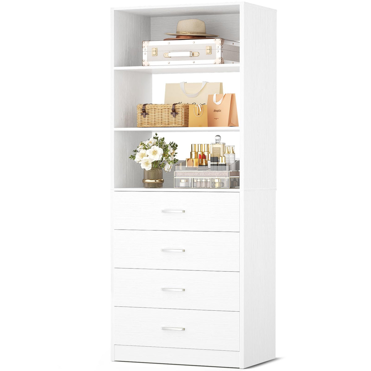 White Wood Closet Organizer System H364393