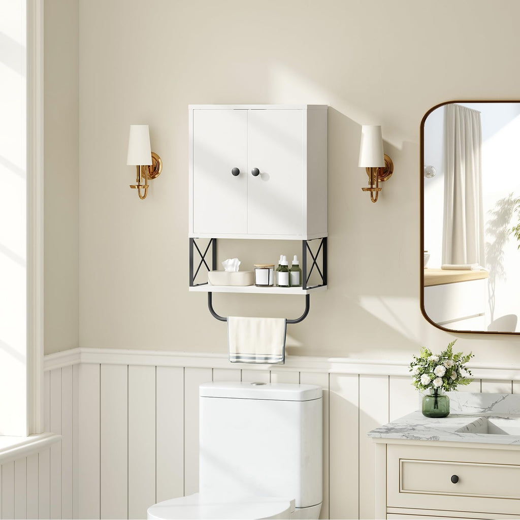 White 2 Door Wall Mounted Bathroom Cabinet with Adjustable Shelf C879