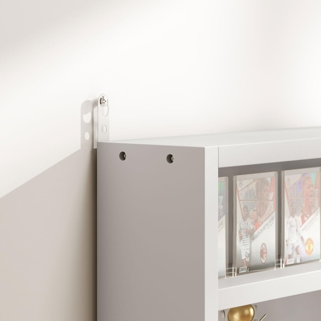 5-Tier Wall Mounted Display Cabinet with Glass Doors White S938092