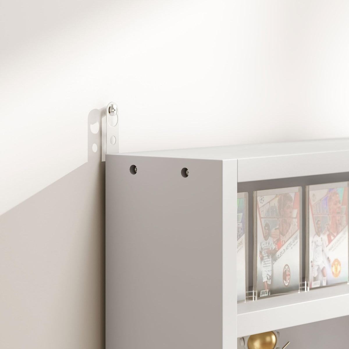 5-Tier Wall Mounted Display Cabinet with Glass Doors White S938092