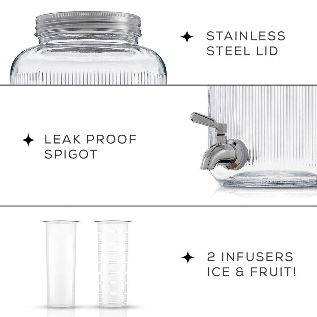 1 Gallon Glass Beverage Dispenser with Stainless Steel Spigot X532