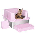 Open Cat Litter Box Stainless Steel High Walls with Scoop K305009