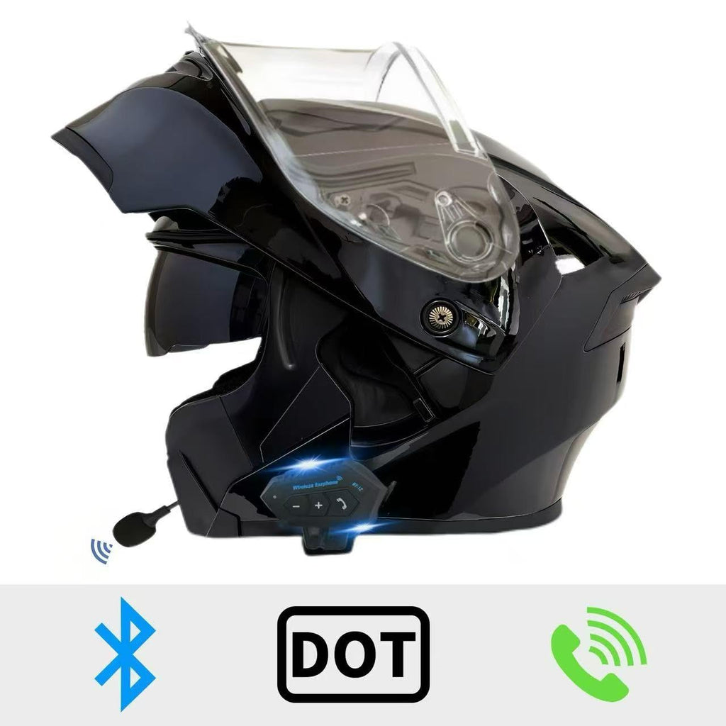 DOT Approved Flip Up Full Face Motorcycle Helmet with Dual Speakers and Microphone Q97885