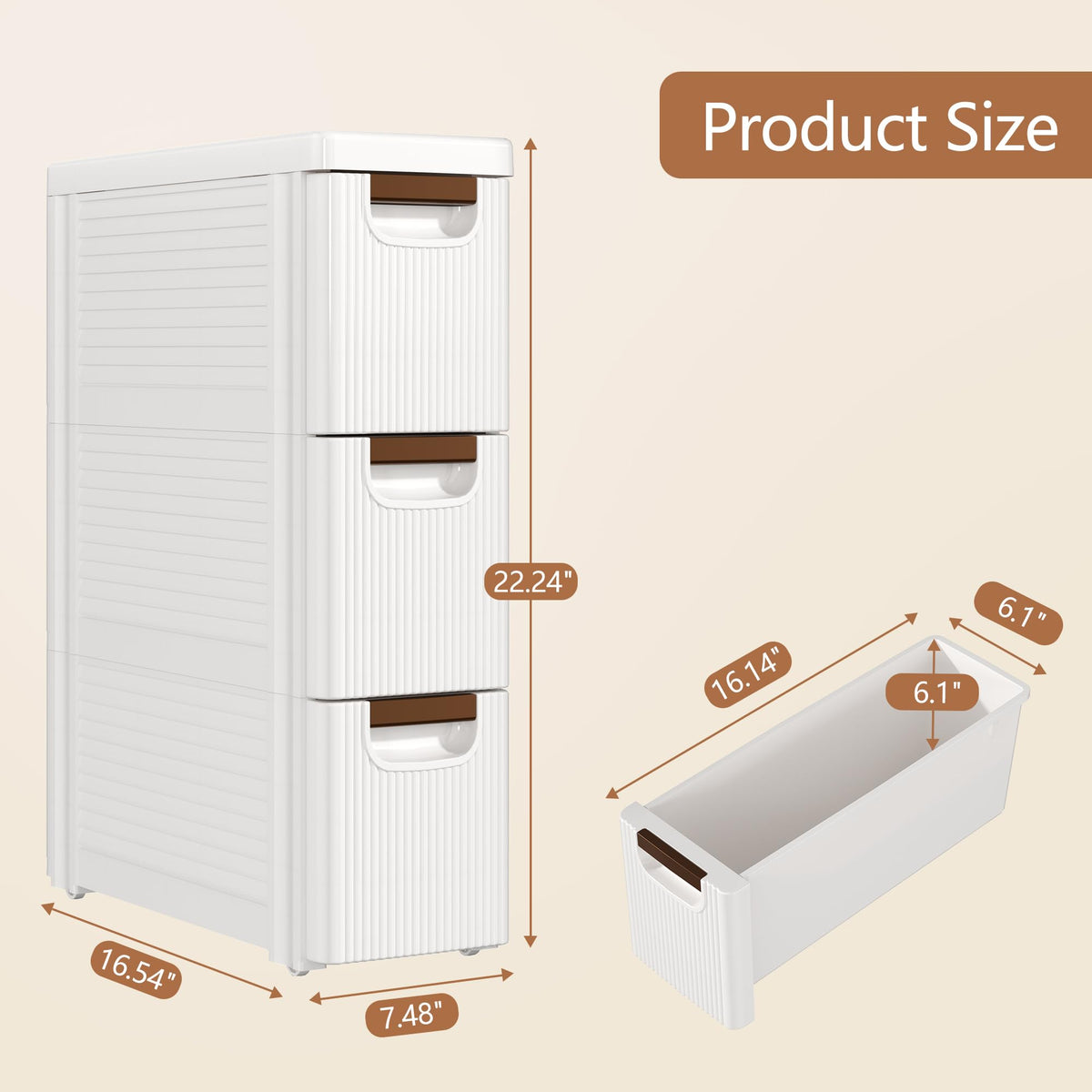 3 Drawer White Rolling Storage Cabinet K758751