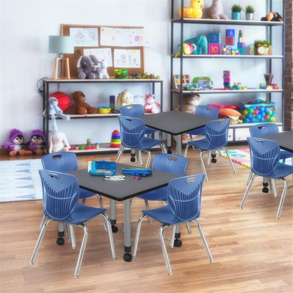 36" Square Mobile Table with 4 Stack Chairs V70419