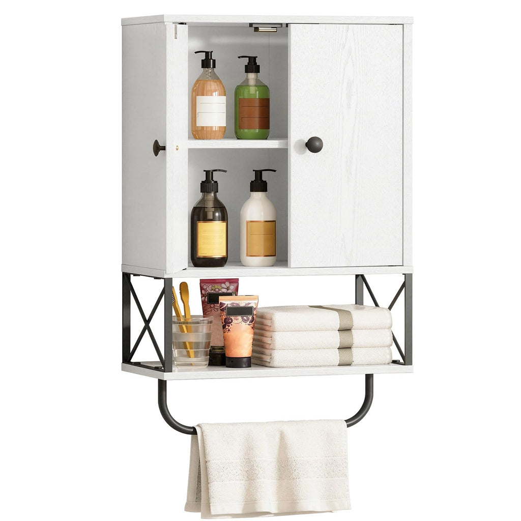 White 2 Door Wall Mounted Bathroom Cabinet with Adjustable Shelf C879