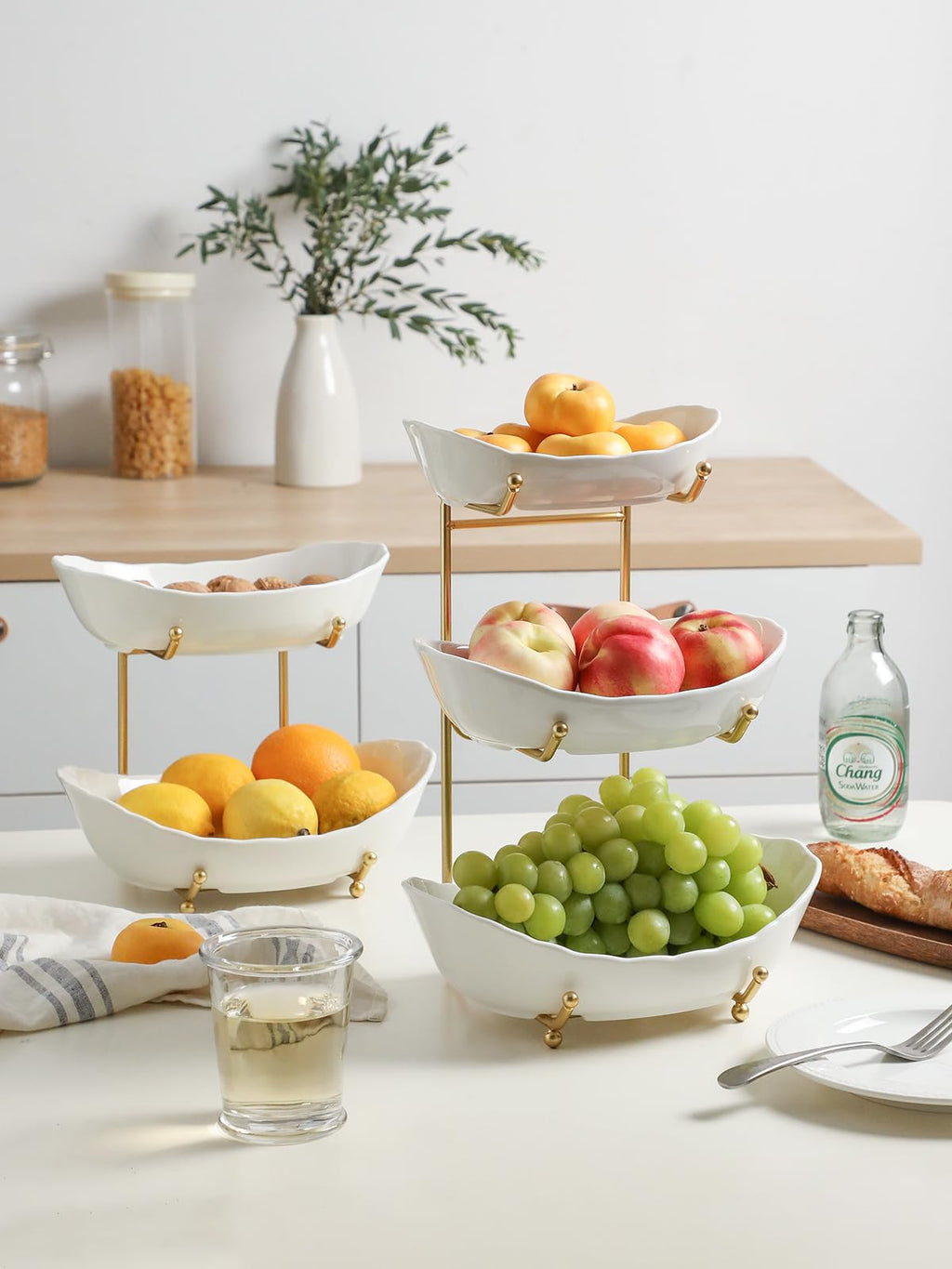 3 Tier White Ceramic Fruit Bowl L159