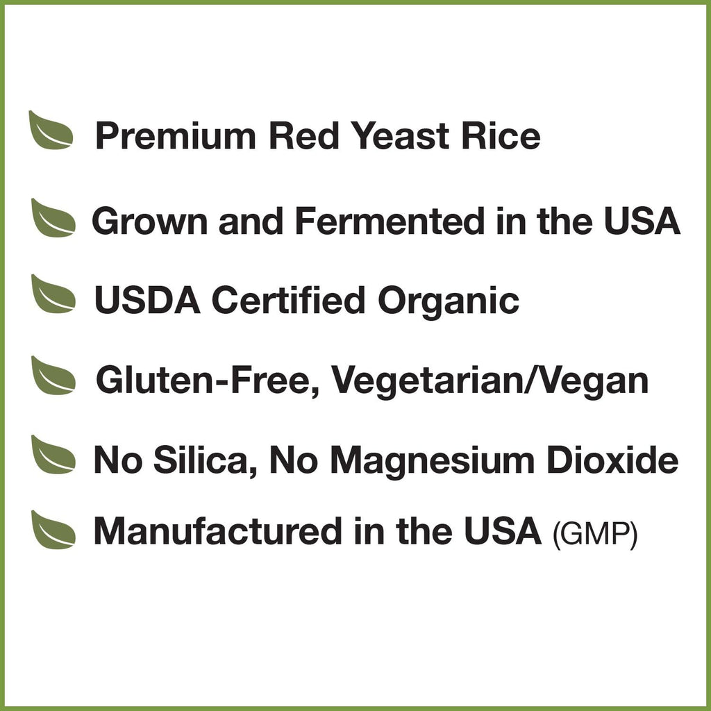 Organic Red Yeast Rice Supplement, 120 Capsules E842