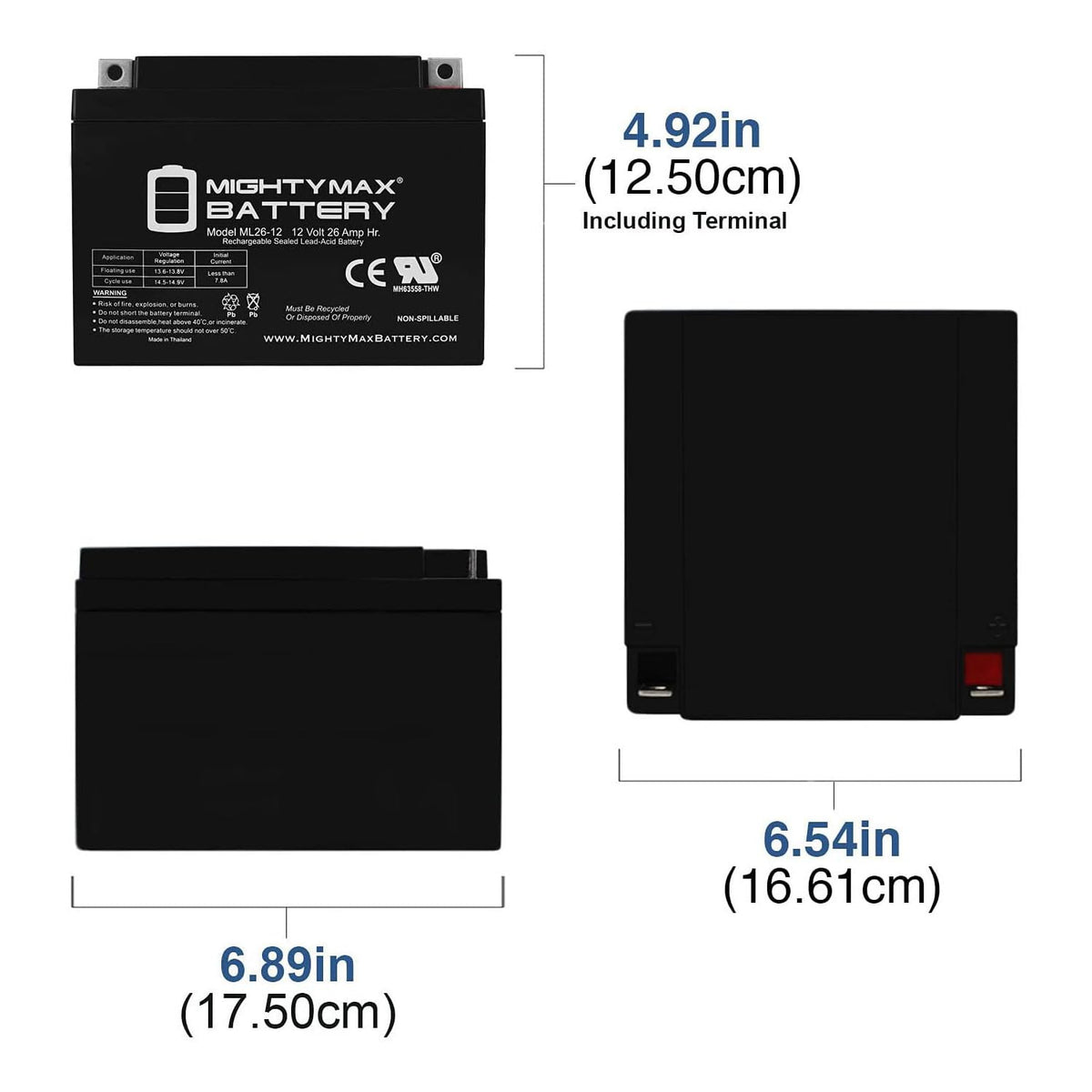 12V 26AH Sealed Lead Acid Battery 4 Pack W94085